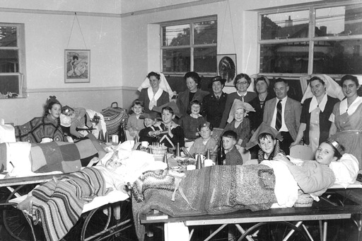 A party held in a hospital ward.